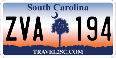 SC license plate ZVA194