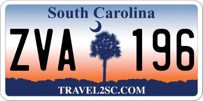 SC license plate ZVA196
