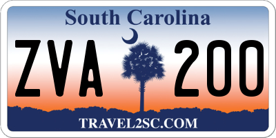 SC license plate ZVA200