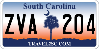 SC license plate ZVA204