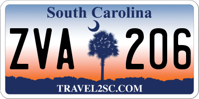 SC license plate ZVA206