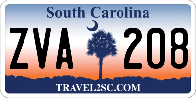 SC license plate ZVA208