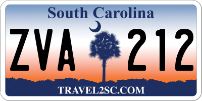 SC license plate ZVA212