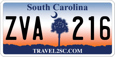 SC license plate ZVA216