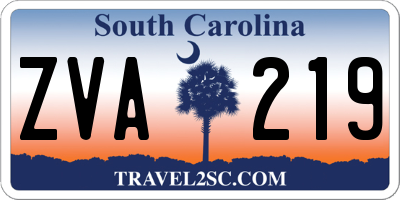 SC license plate ZVA219
