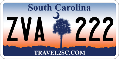 SC license plate ZVA222
