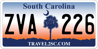 SC license plate ZVA226