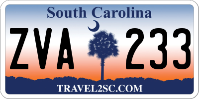 SC license plate ZVA233