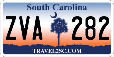 SC license plate ZVA282