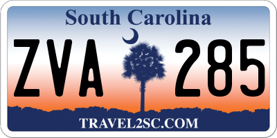 SC license plate ZVA285