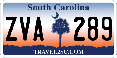 SC license plate ZVA289