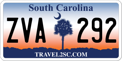 SC license plate ZVA292
