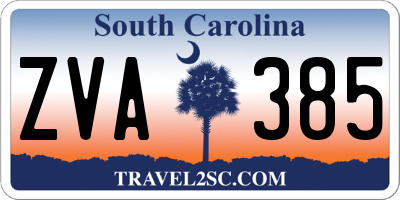 SC license plate ZVA385