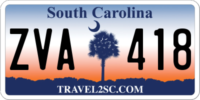 SC license plate ZVA418