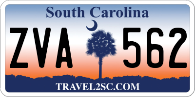 SC license plate ZVA562