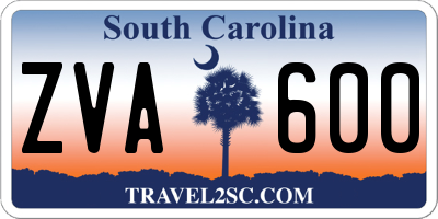 SC license plate ZVA600