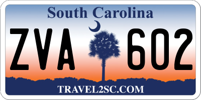 SC license plate ZVA602