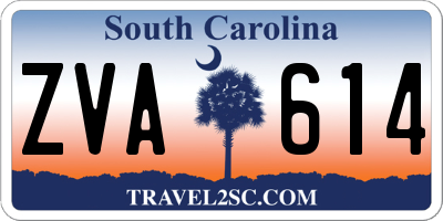 SC license plate ZVA614