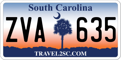 SC license plate ZVA635