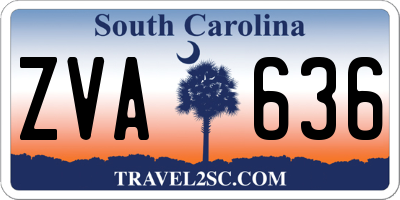 SC license plate ZVA636