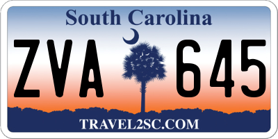 SC license plate ZVA645