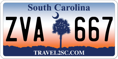SC license plate ZVA667