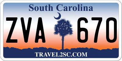 SC license plate ZVA670