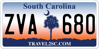 SC license plate ZVA680