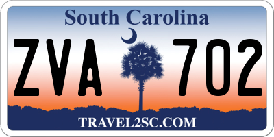 SC license plate ZVA702