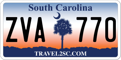 SC license plate ZVA770