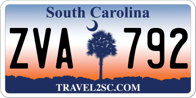 SC license plate ZVA792