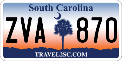 SC license plate ZVA870