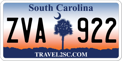 SC license plate ZVA922