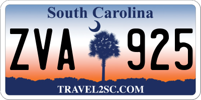 SC license plate ZVA925