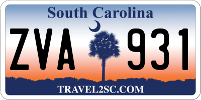 SC license plate ZVA931