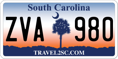 SC license plate ZVA980