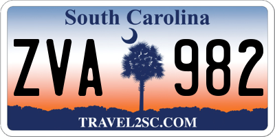 SC license plate ZVA982