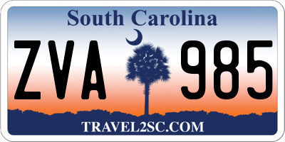 SC license plate ZVA985