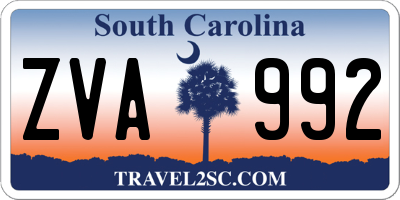 SC license plate ZVA992