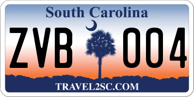 SC license plate ZVB004