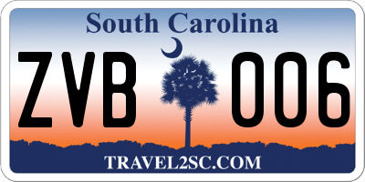 SC license plate ZVB006