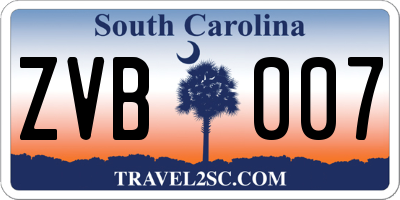 SC license plate ZVB007