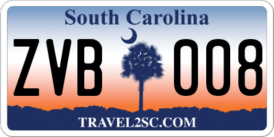 SC license plate ZVB008