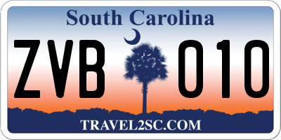 SC license plate ZVB010