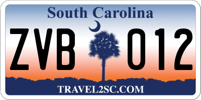 SC license plate ZVB012
