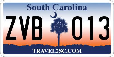 SC license plate ZVB013