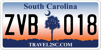 SC license plate ZVB018