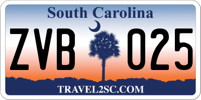 SC license plate ZVB025