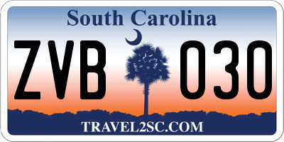 SC license plate ZVB030