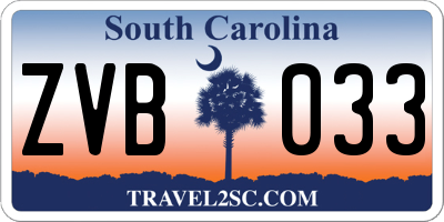 SC license plate ZVB033